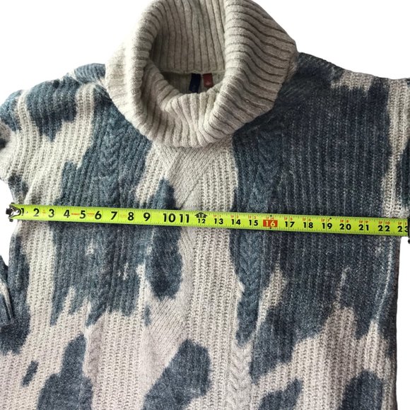 Pilcro Letterpress Anthropologie Sweater Long Sleeve, Cowl Neck Blue Cream Large - Picture 8 of 11